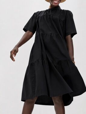 Everlane Tiered Dress Black size xxs